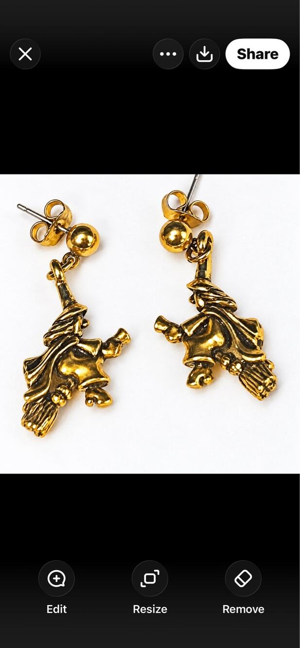1994 Avon Dangling Witch On a Broom Earrings